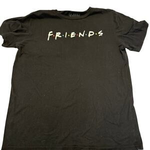 Friends TV Show T-Shirt Women's L Black Logo Tee Warner Bros Comedy Fan Shirt